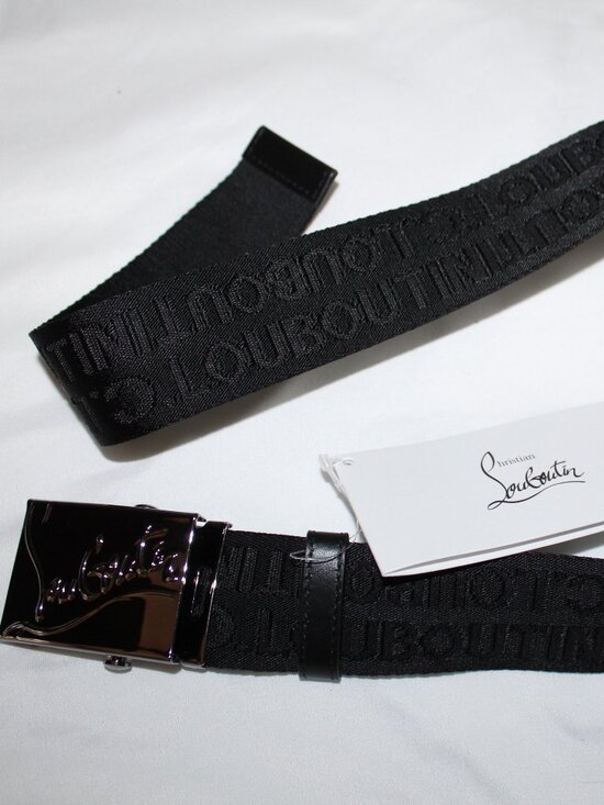 NEW Christian Louboutin Black Silver Adjustable Ruisbuddy Belt 100 and 85 main image 10